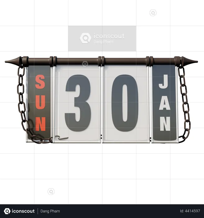 January 30 Sunday  3D Illustration