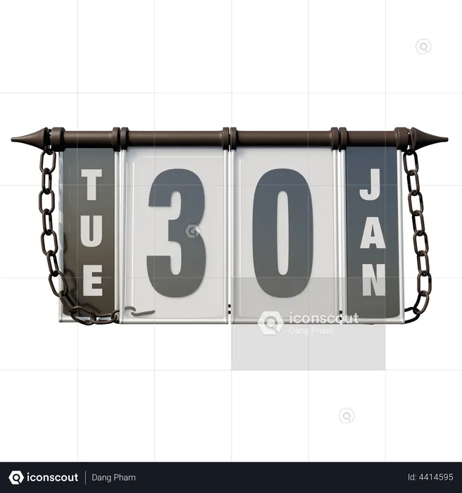 January 30 Tuesday  3D Illustration