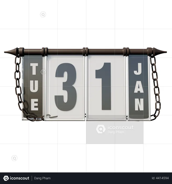 January 31 Tuesday  3D Illustration