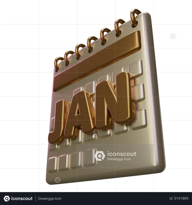January Month Calendar  3D Icon
