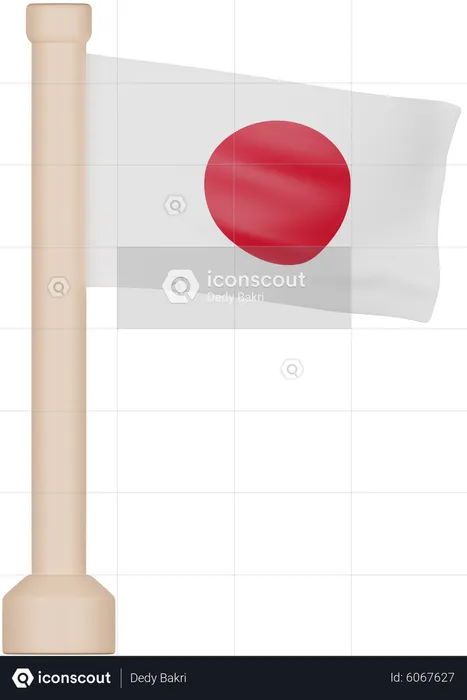 Japanische Flagge Flag 3D Icon