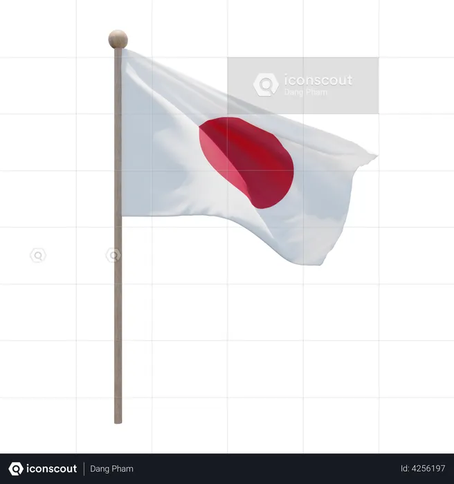 Japan Flagpole Flag 3D Illustration