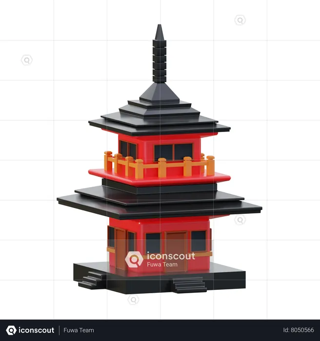Japanese Pagoda  3D Icon