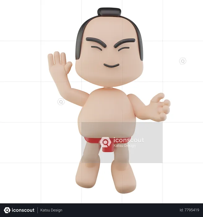Japanese Sumo Wrestler  3D Illustration