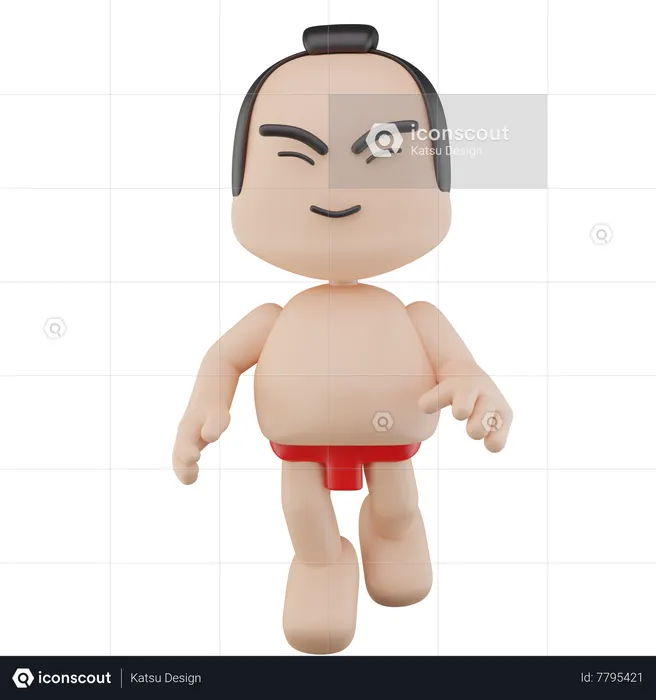 Japanese Sumo Wrestler  3D Illustration