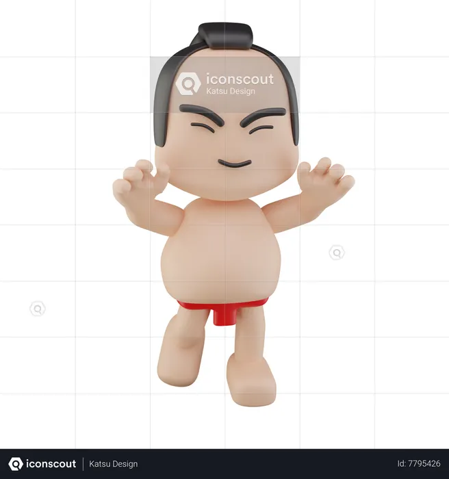 Japanese Sumo Wrestler  3D Illustration