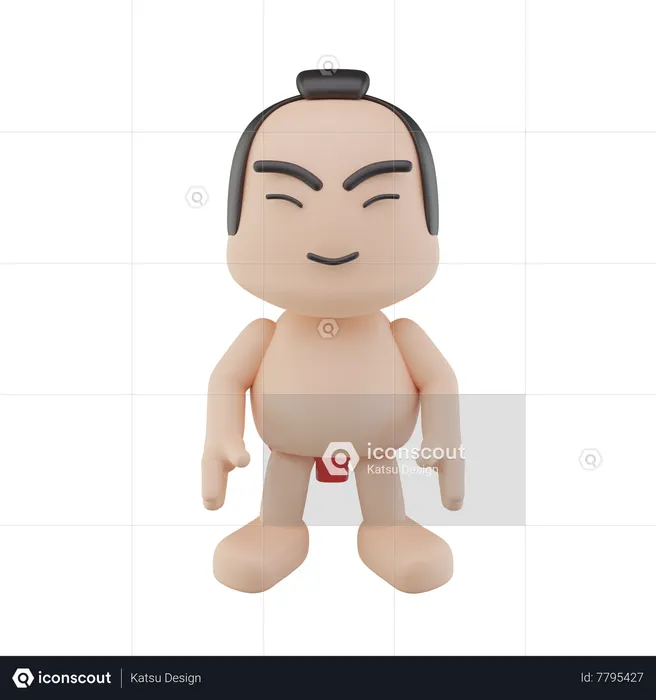 Japanese Sumo Wrestler  3D Illustration