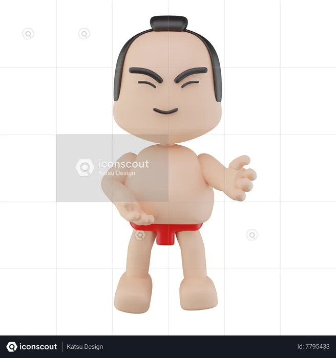 Japanese Sumo Wrestler  3D Illustration