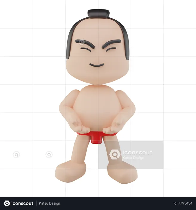 Japanese Sumo Wrestler  3D Illustration