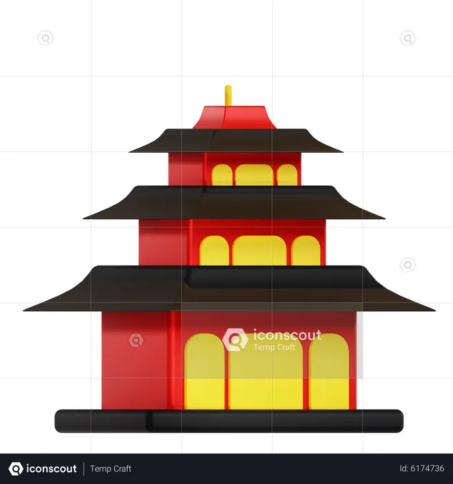 Japanese Temple  3D Icon
