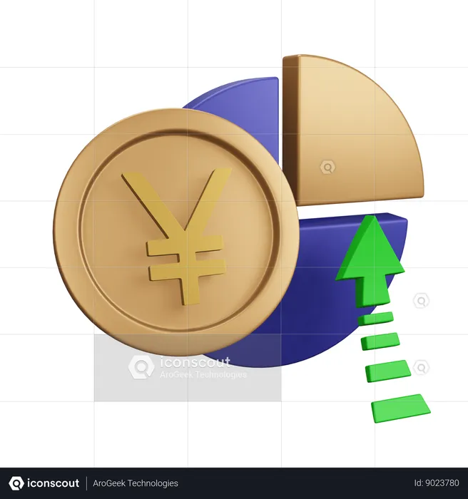 Japanese Yen Increase Monet Chart  3D Icon