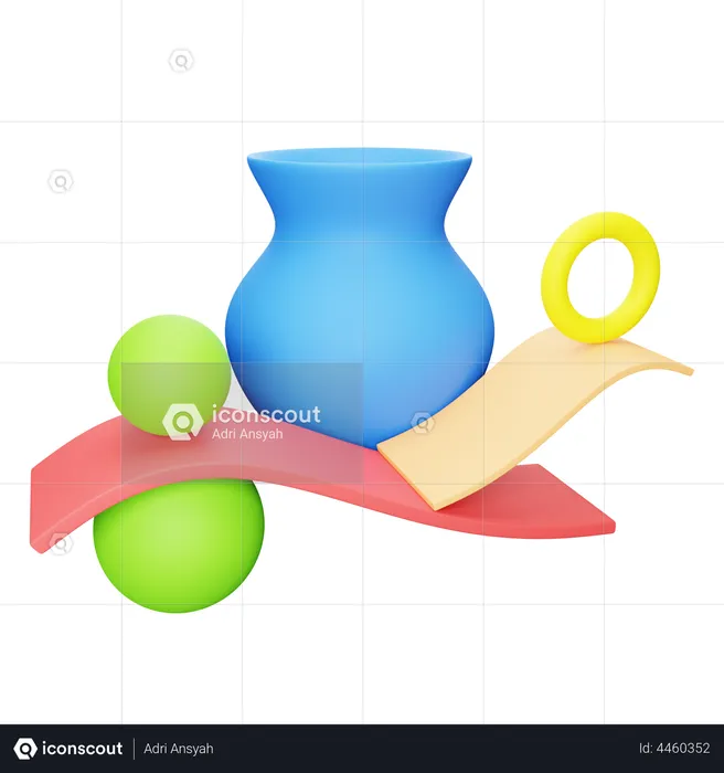 Jar and Sphere Abstract shape  3D Illustration