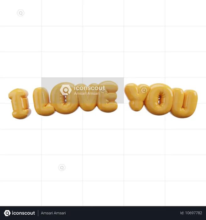 Lettres de ballons à bulles "Je t'aime"  3D Icon