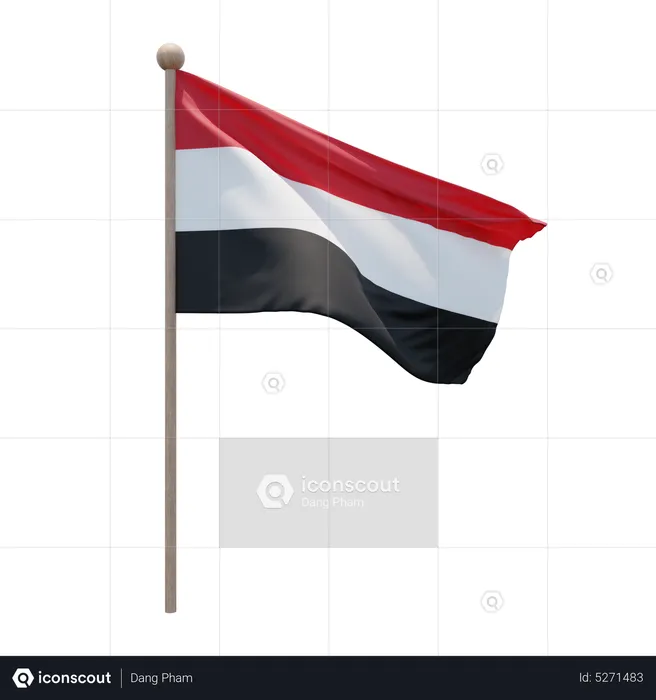 Jemen Fahnenmast Flag 3D Icon