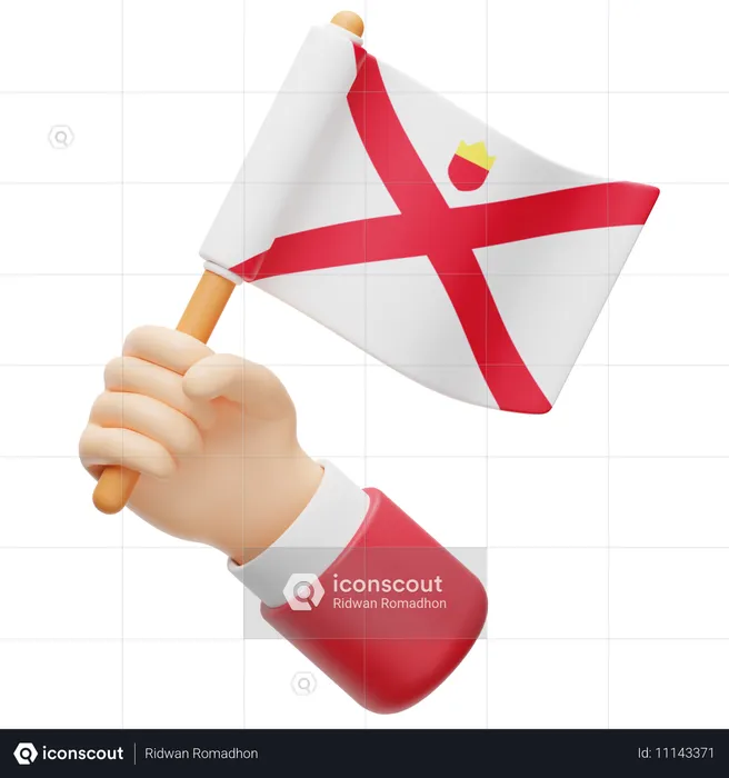 Jersey flag in hand Flag 3D Icon