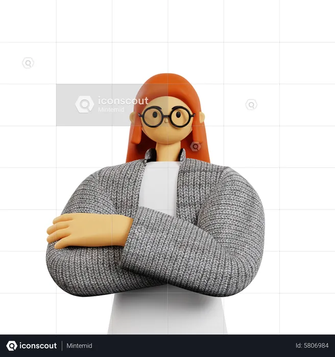 Jeune femme debout avec confiance  3D Illustration