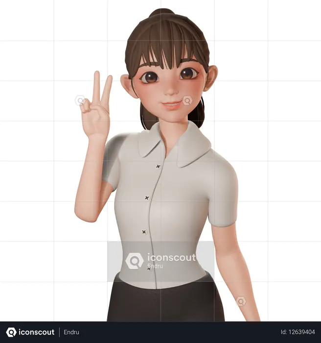 Jeune femme montrant un soupir de paix avec la main gauche  3D Icon