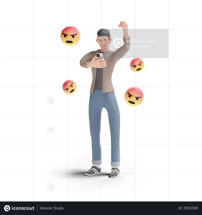 Jeune homme en colère Logo 3D Icon