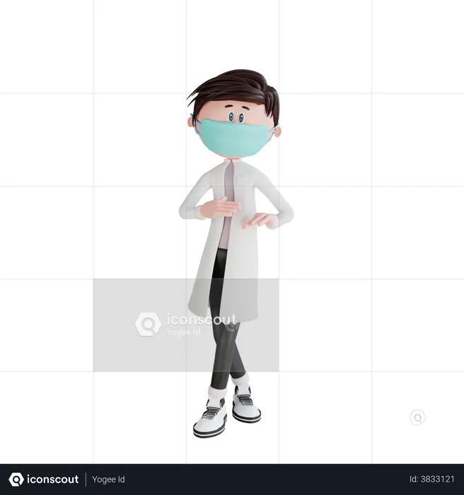 Jeune médecin debout avec les jambes croisées posent  3D Illustration
