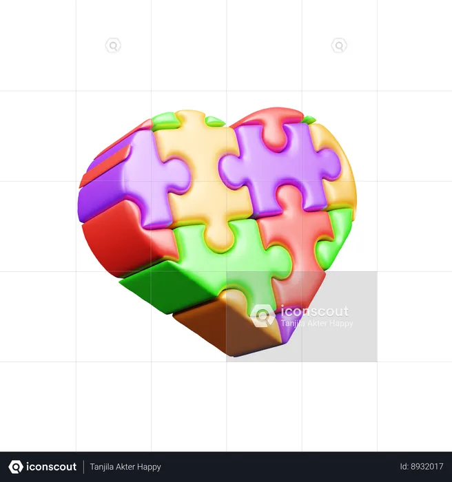 Jigsaw Heart  3D Icon