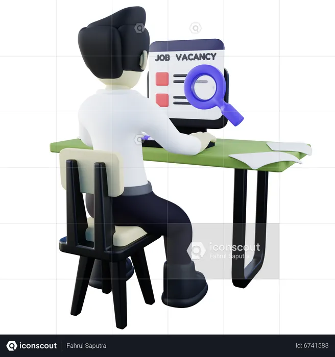 Job Seeker Looking For Job Vacancy  3D Illustration