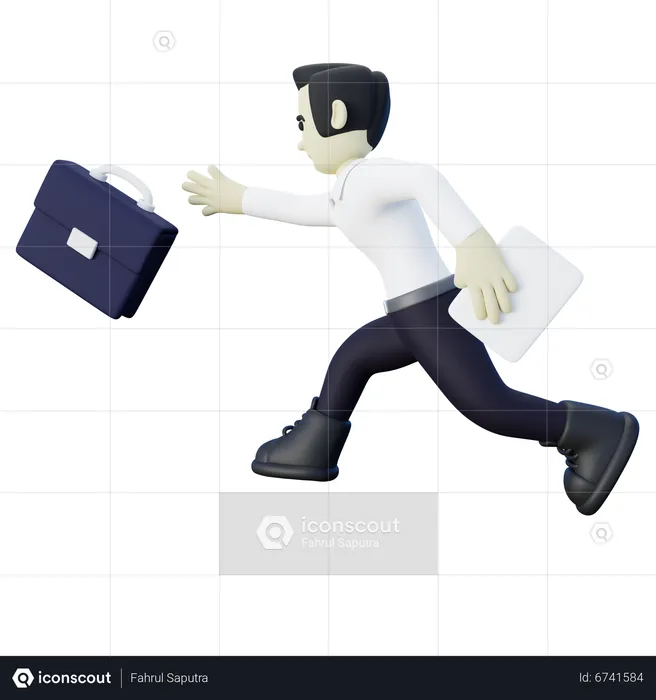 Job Seeker Running Late for Job Interview  3D Illustration