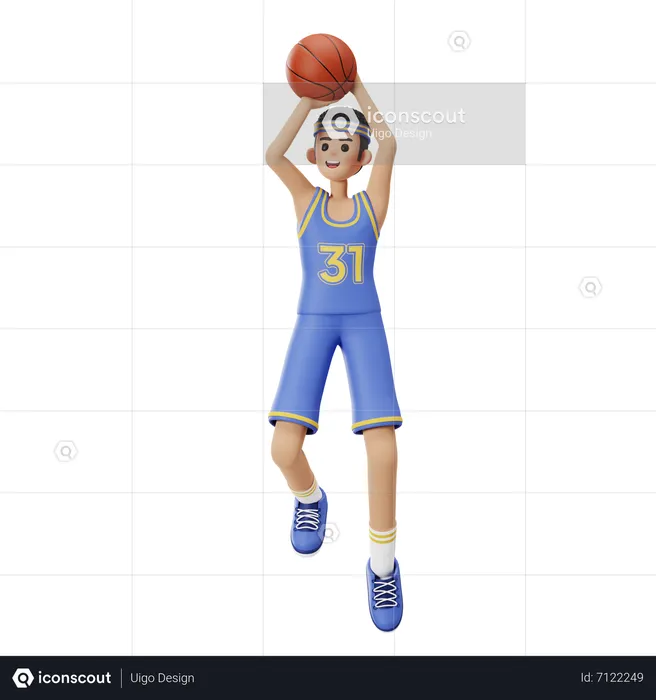 Jogador de basquete fazendo arremesso  3D Illustration