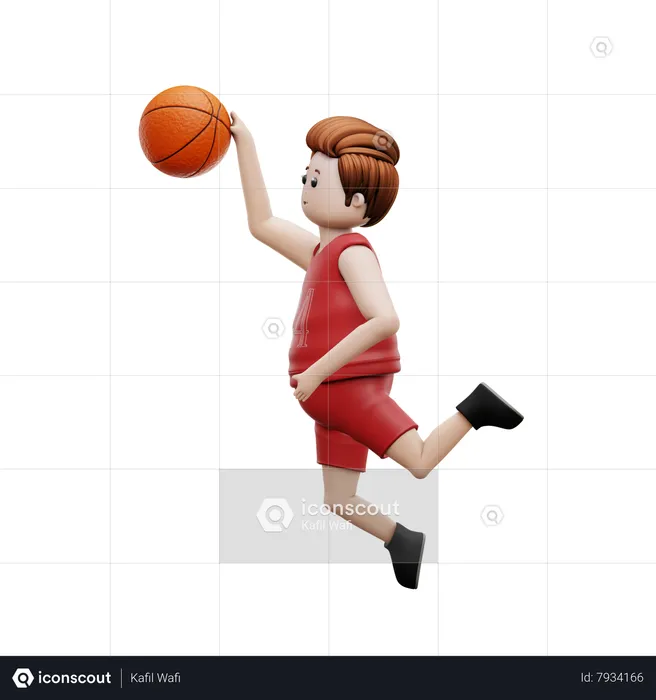 Jogador de basquete pulando para gol de basquete  3D Illustration