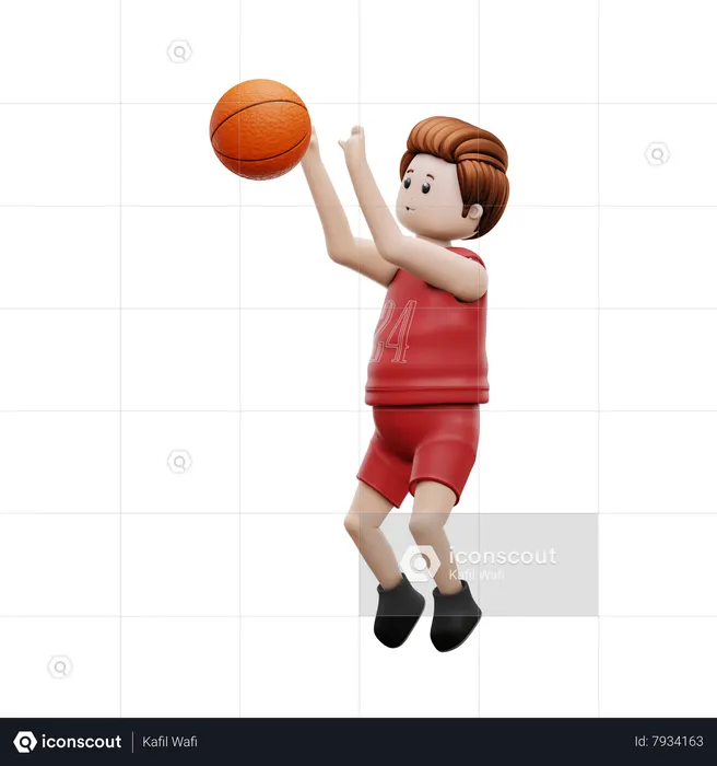 Jogador de basquete pulando para gol de basquete  3D Illustration