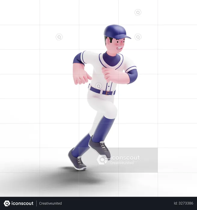 Jogador de beisebol correndo  3D Illustration