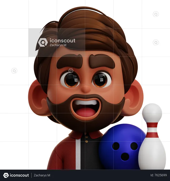 Jogador de boliche  3D Icon