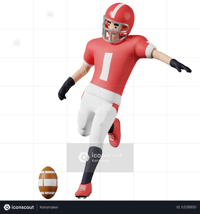 Jogador de futebol americano chutando bola  3D Icon