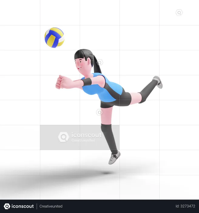 Jogador de voleibol jogando na partida  3D Illustration