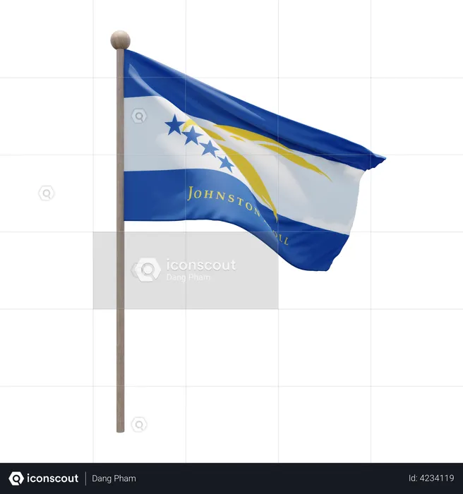 Johnston Atoll Flag Pole  3D Flag