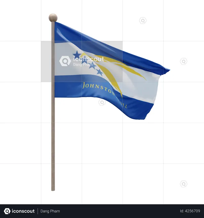 Johnston Atoll Flagpole Flag 3D Illustration