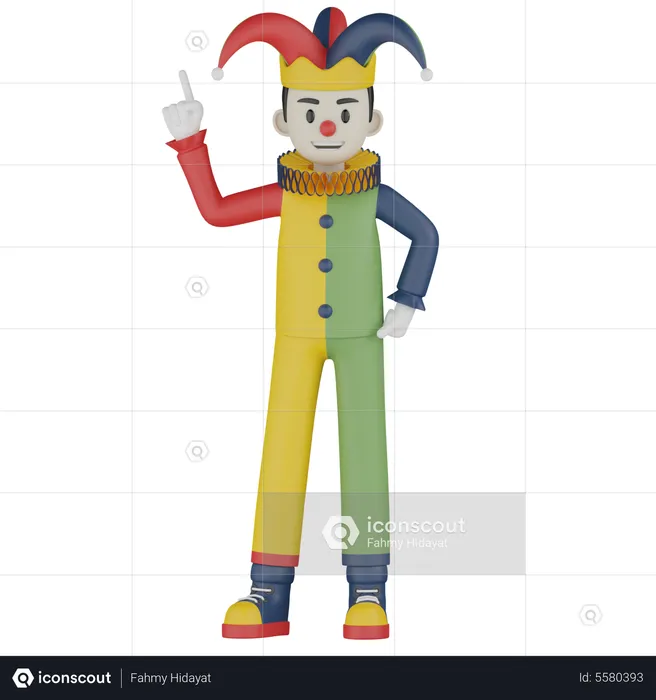 Joker Pointing Up  3D Illustration