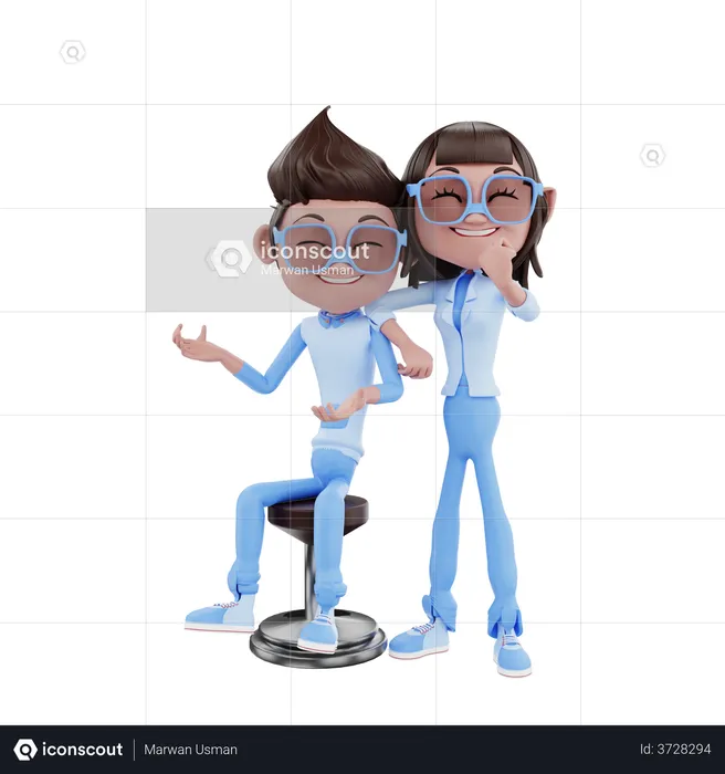 Joli couple d'entreprise  3D Illustration