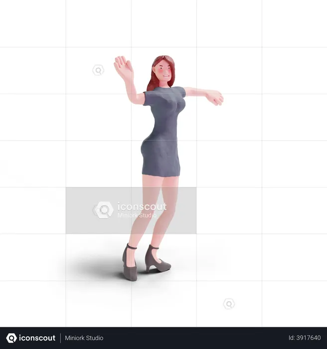 Jolie femme donnant une pose de danse  3D Illustration