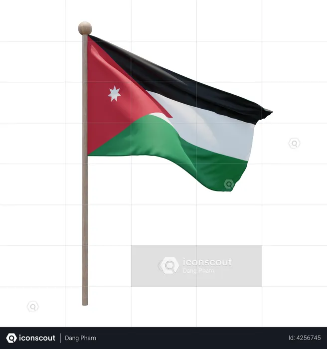 Jordan Flagpole Flag 3D Illustration