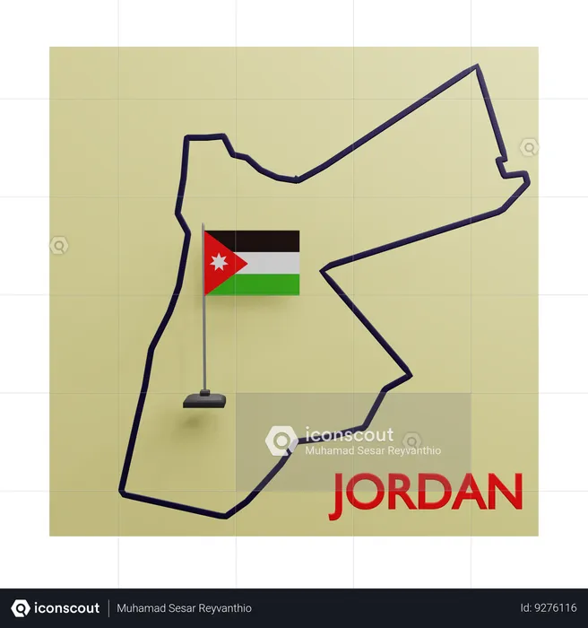 Jordan Map Flag 3D Icon