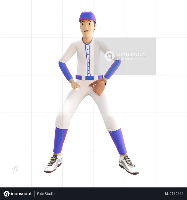 Joueur de baseball faisant du maintien  3D Illustration