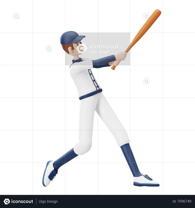 Joueur de baseball frappant  3D Illustration