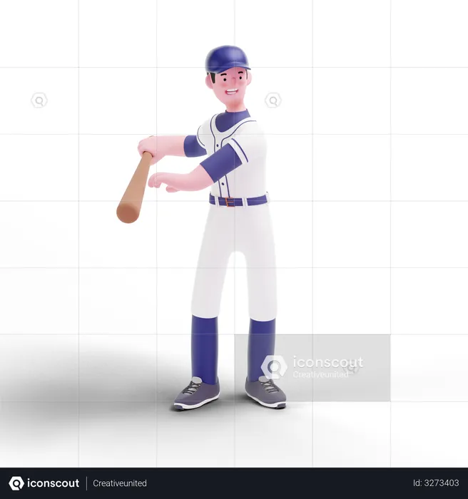 Joueur de baseball se préparant à jouer  3D Illustration