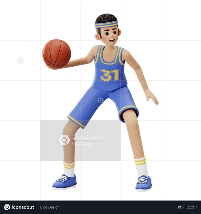 Joueur de basket prêt à passer  3D Illustration