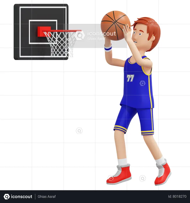 Joueur de basket-ball Slam Dunk  3D Illustration