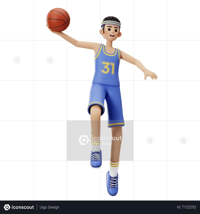 Joueur de basket-ball faisant un lay-up  3D Illustration