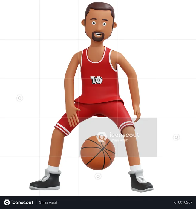 Ballon de dribble croisé pour joueur professionnel de basket-ball  3D Illustration