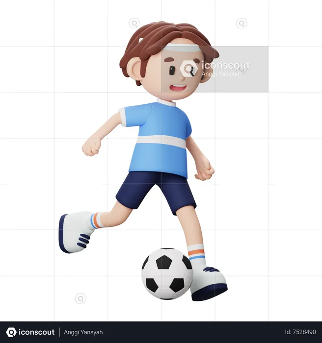 Joueur de football bottant le ballon  3D Illustration