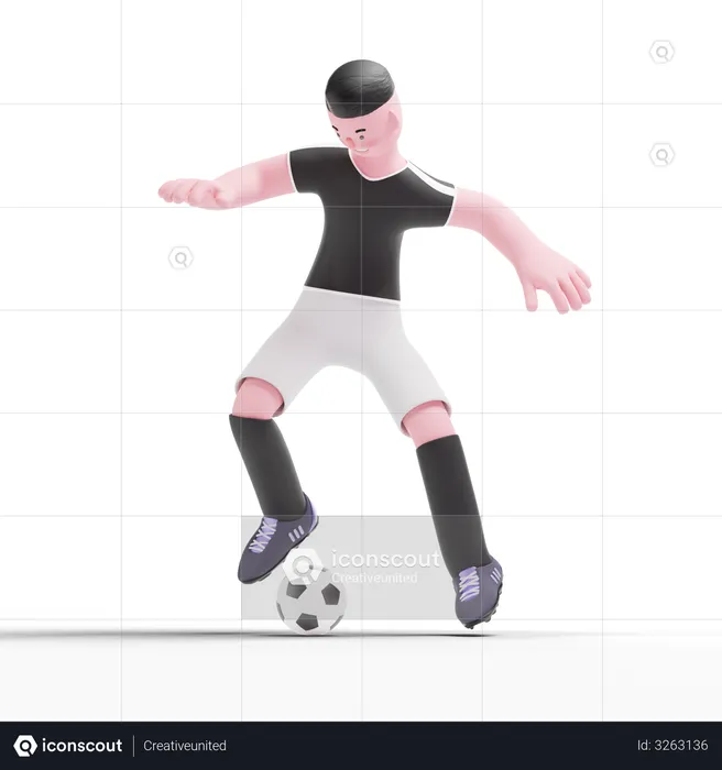 Ballon de dribble de joueur de football  3D Illustration