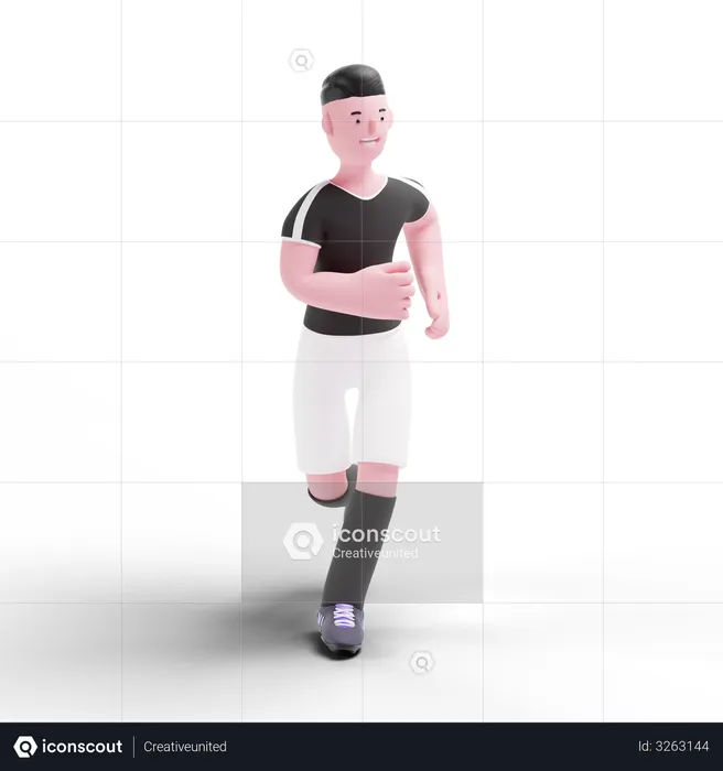 Joueur de football jouant en match  3D Illustration